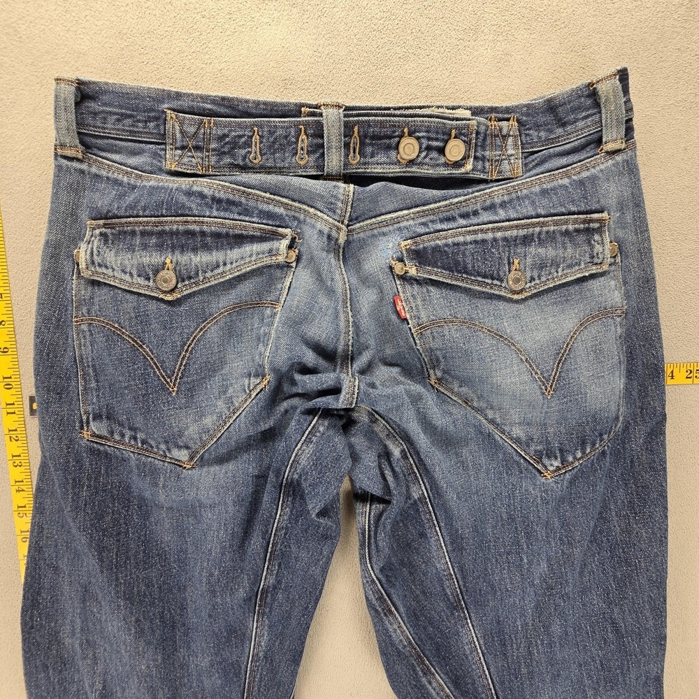 VTG Levis Engineered Jeans Mens Blue Cinch Back Twisted Altered Hem Fits 36x29